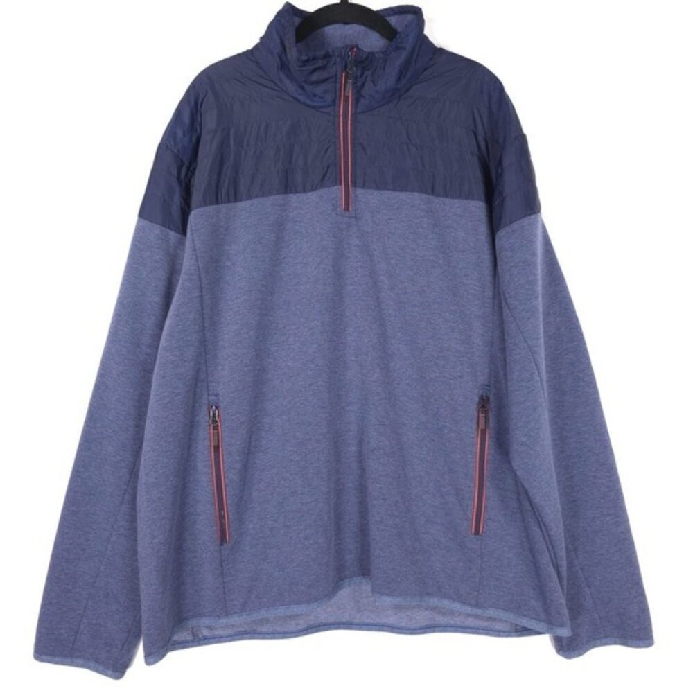 Orvis Hybrid 1/4 Zip Sweatshirt Men's XL Blue Quilted Elbow Patches Hiking